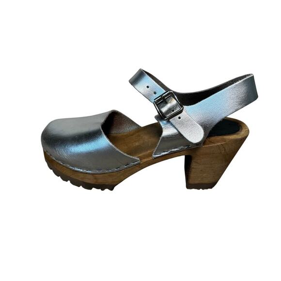 MIA Abba Clog Silver Metallic; Swedish Shoes/Clogs, size 37 (6.5/7) - Picture 1 of 9